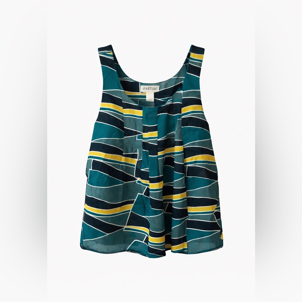Anthropologie Geometric Tank Top - Teal and Yellow